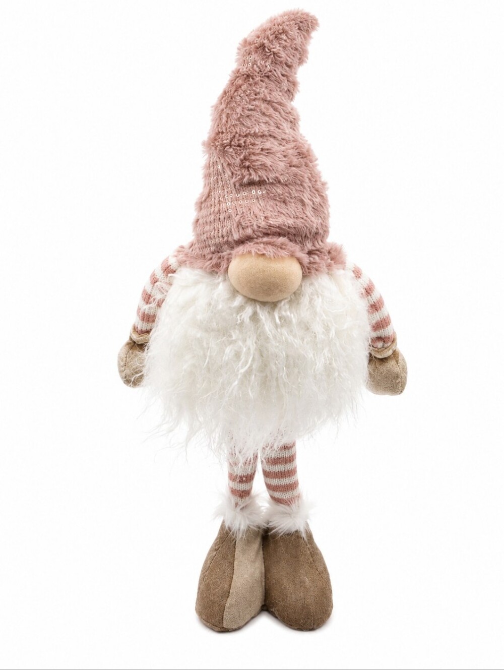 GNOME Tall Standing Stripped Legs Dusty Rose & Gold